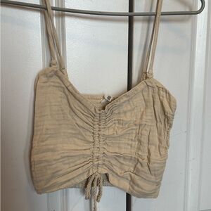 Aerie Beige Ruched Crop Top